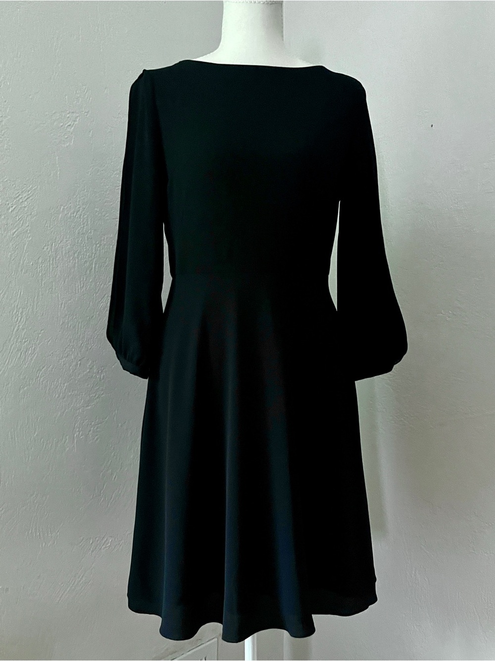 Banana Republic Black slit-Sleeve A-Line Dress crepe elegant co1